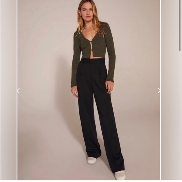 NEW Favorite Daughter The Favorite Pants Black High Waist Wide Leg Size 6 - Picture 2 of 9